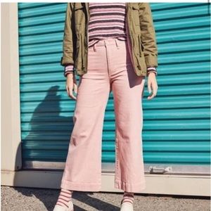 Madewell Women's Emmett Wide Leg Crop Pants Rose Pink K4317 Size 25P